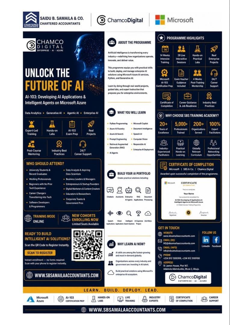 AI-103: Developing AI Apps & Agents on Azure — Course Flyer
